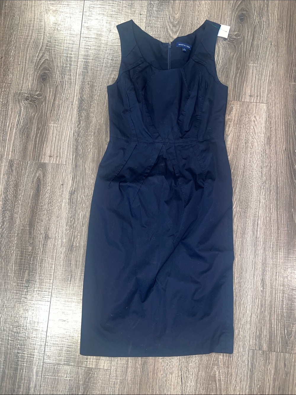 Martin + Osa Navy Sleeveless Midi Sheath Dress